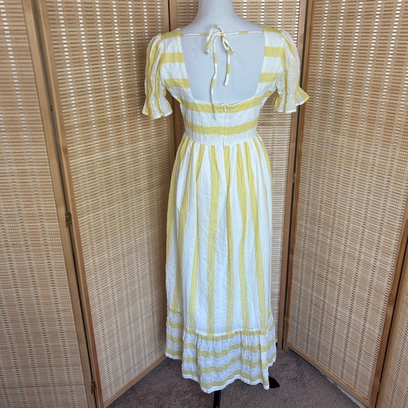 Molby the Label Yellow Cabana Stripe Puff Sleeve Dress - Picture 6 of 11